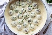 Crispy Vegan Swedish Meatballs with Creamy Dill Sauce