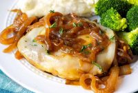 French Onion Pork Chops with Caramelized Onions and Gruyère
