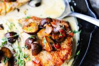 Creamy White Wine Pork Chops with Mushrooms and Bacon