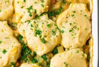 Cheesy Biscuit Topped Chickpea Pot Pie Recipe
