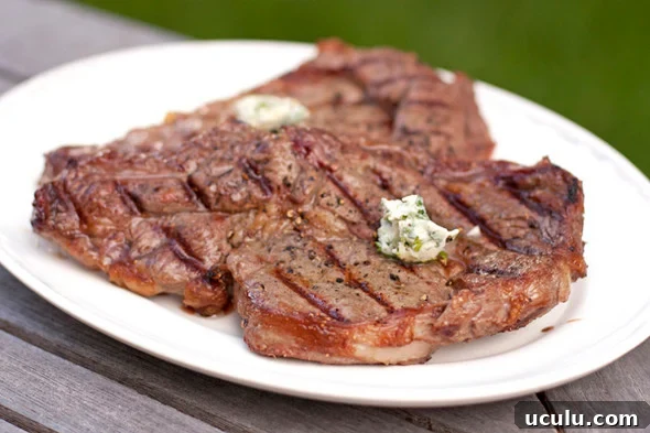 Rib-Eye Steak with Cilantro Lemon Butter