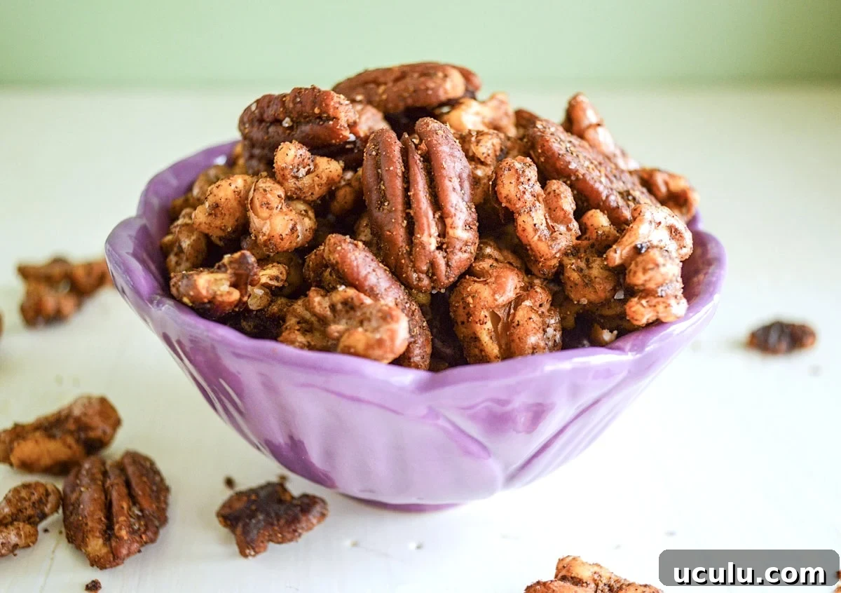 nuts in a purple bowl