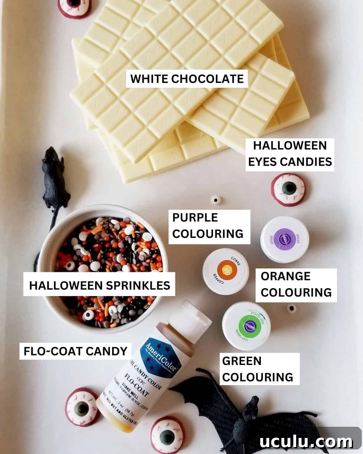 Ingredients of white chocolate bark