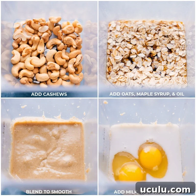 Process shots of ingredients being blended