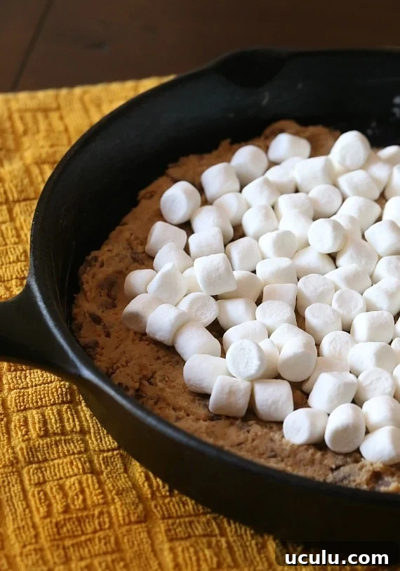 Layering the dough with marshmallows!