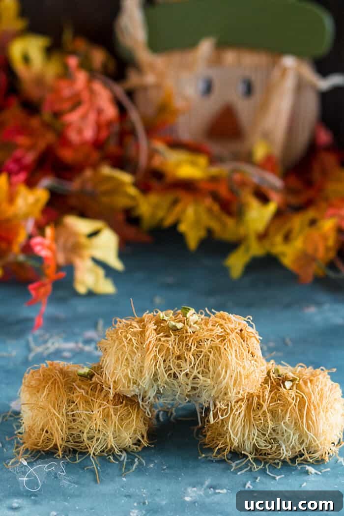 Kataifi rolls as Thanksgiving or fall haystacks treats.