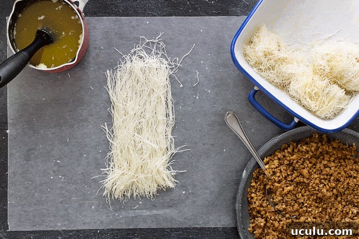 GIF showing how to make kataifi