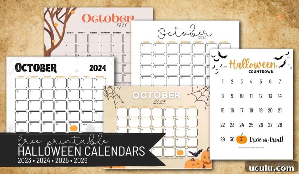 October calendar printables