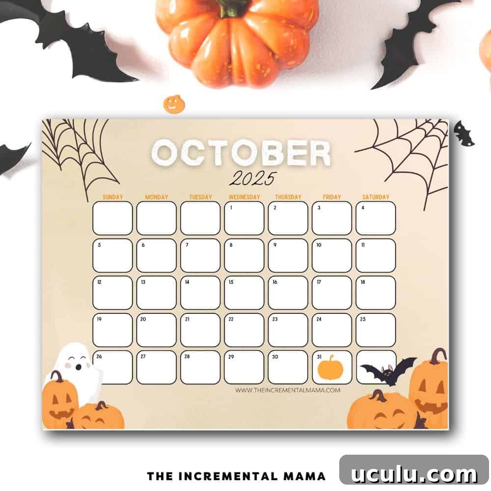 free printable october halloween calendar