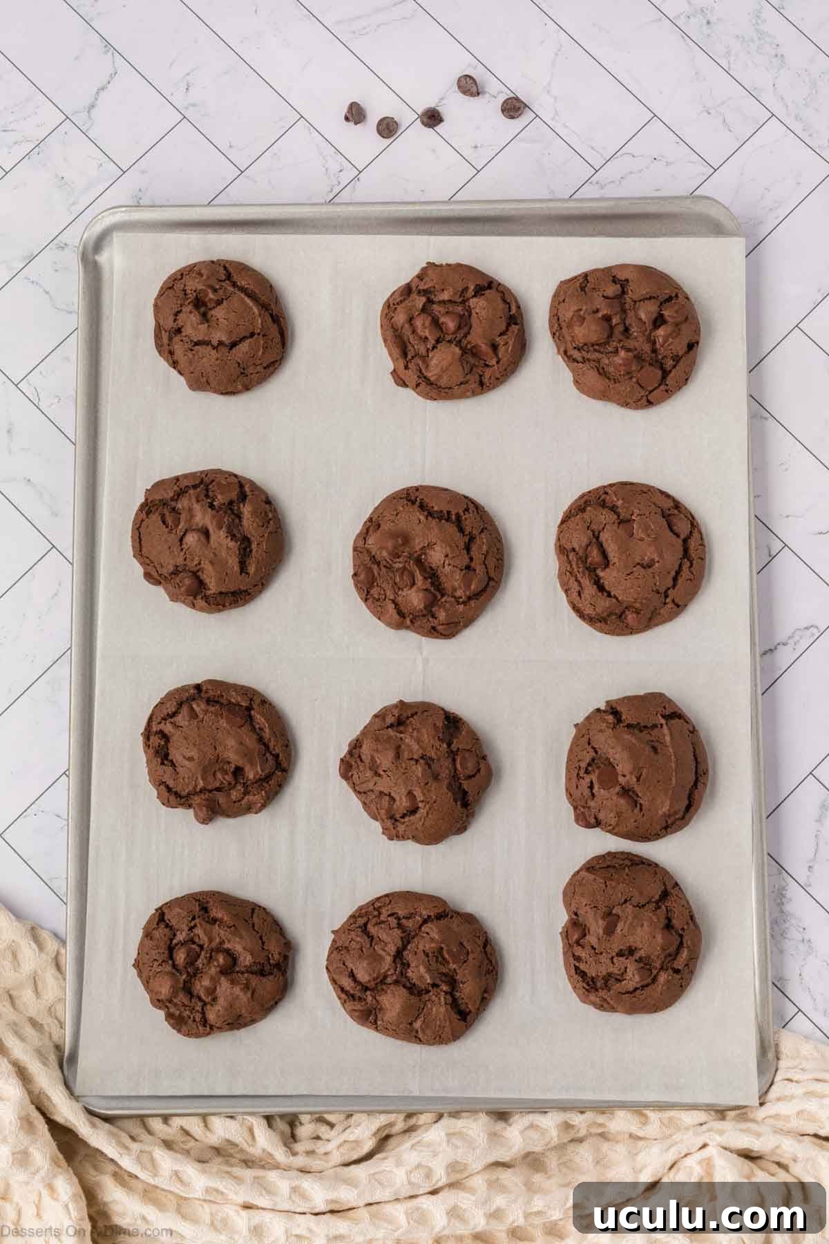 Cookies cooling on baking sheet. 