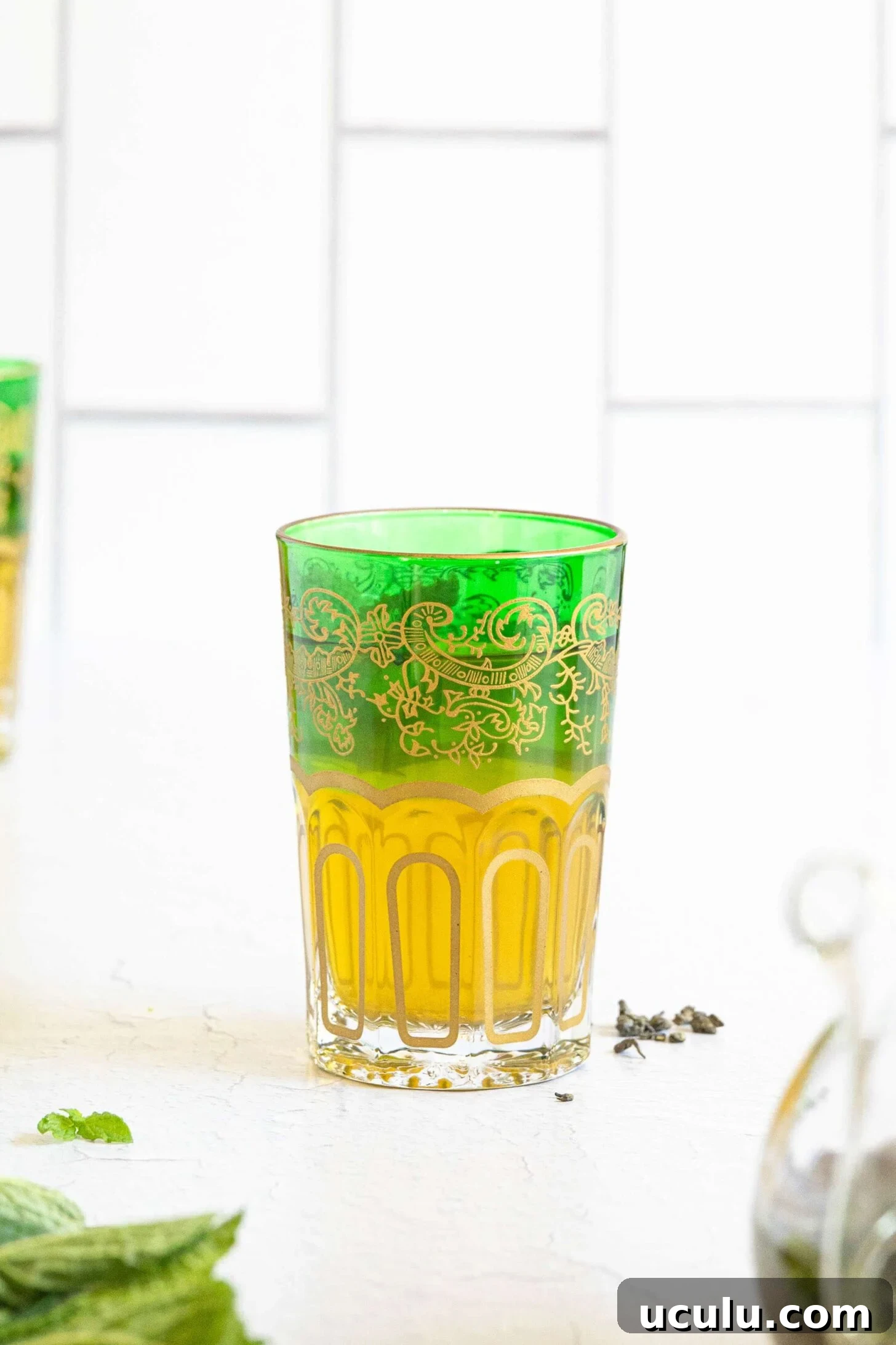 a glass of mint tea