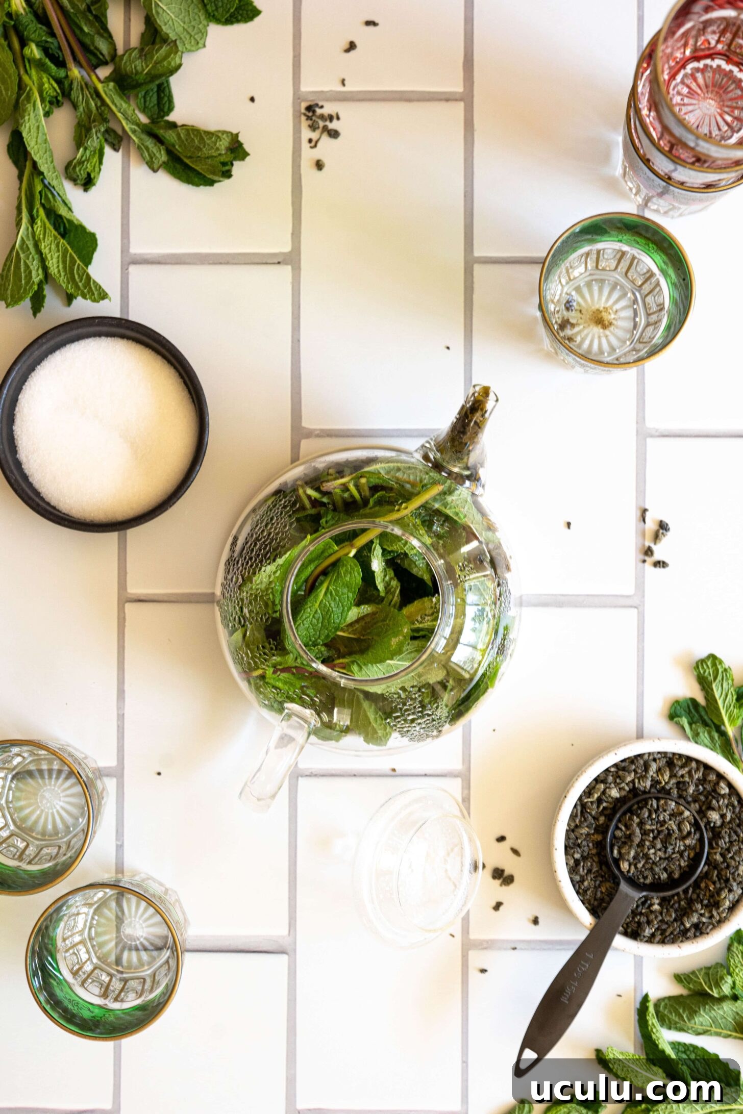 mint in a teapot