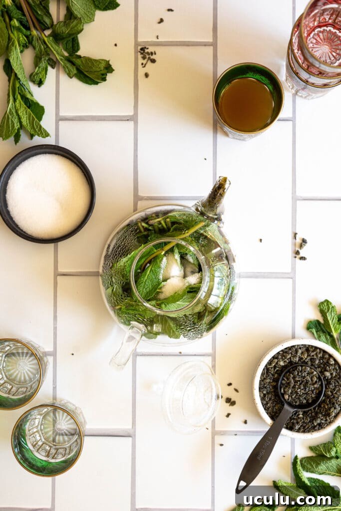 mint in a teapot