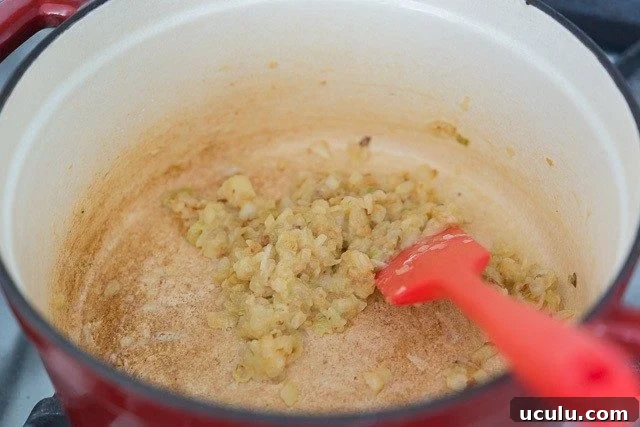 Sauteed Onions and Garlic in Soup Pot