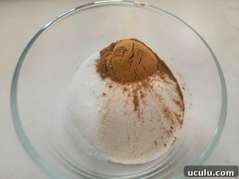 Cinnamon and sugar in a glass bowl