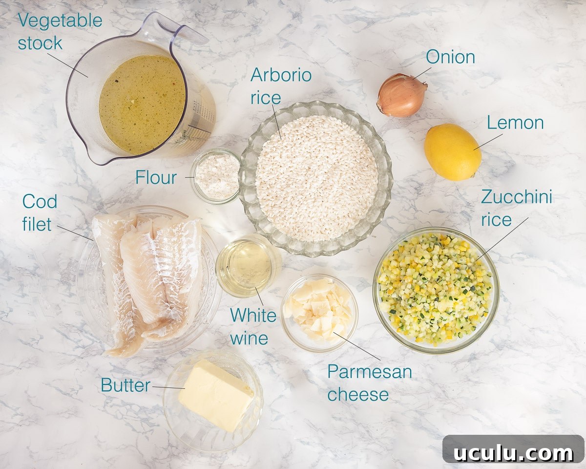 Ingredients risotto with cod