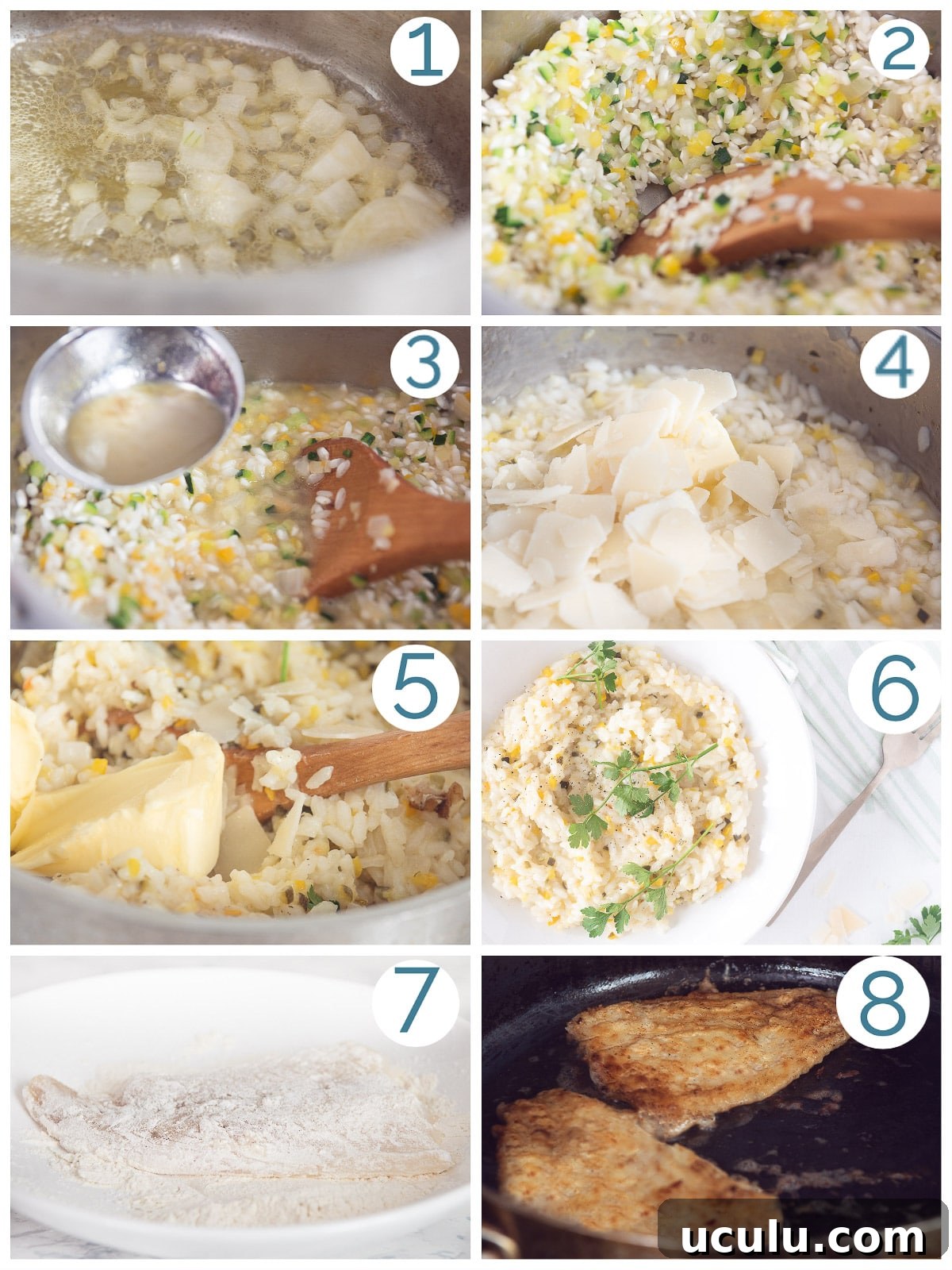 8 photos showing how to make zucchini and cod risotto
