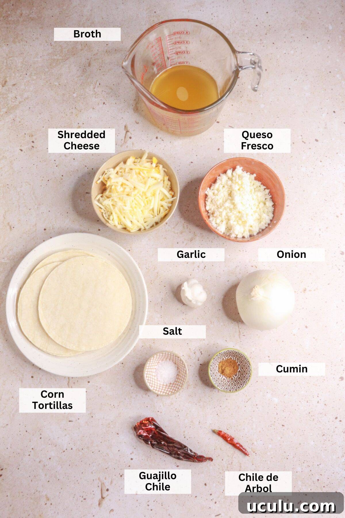 Ingredients for stacked enchiladas