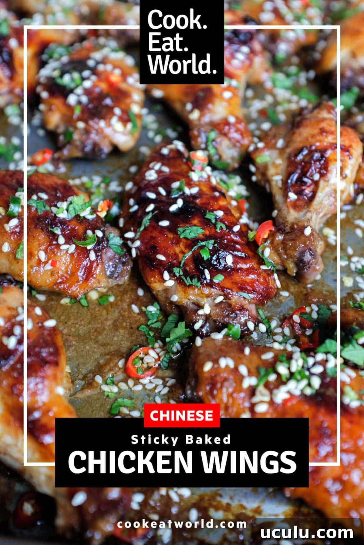 A baking sheet with Sticky Baked Chinese Chicken Wings