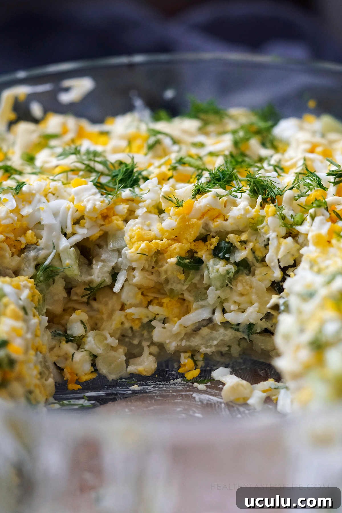 Assembled potato & egg salad.