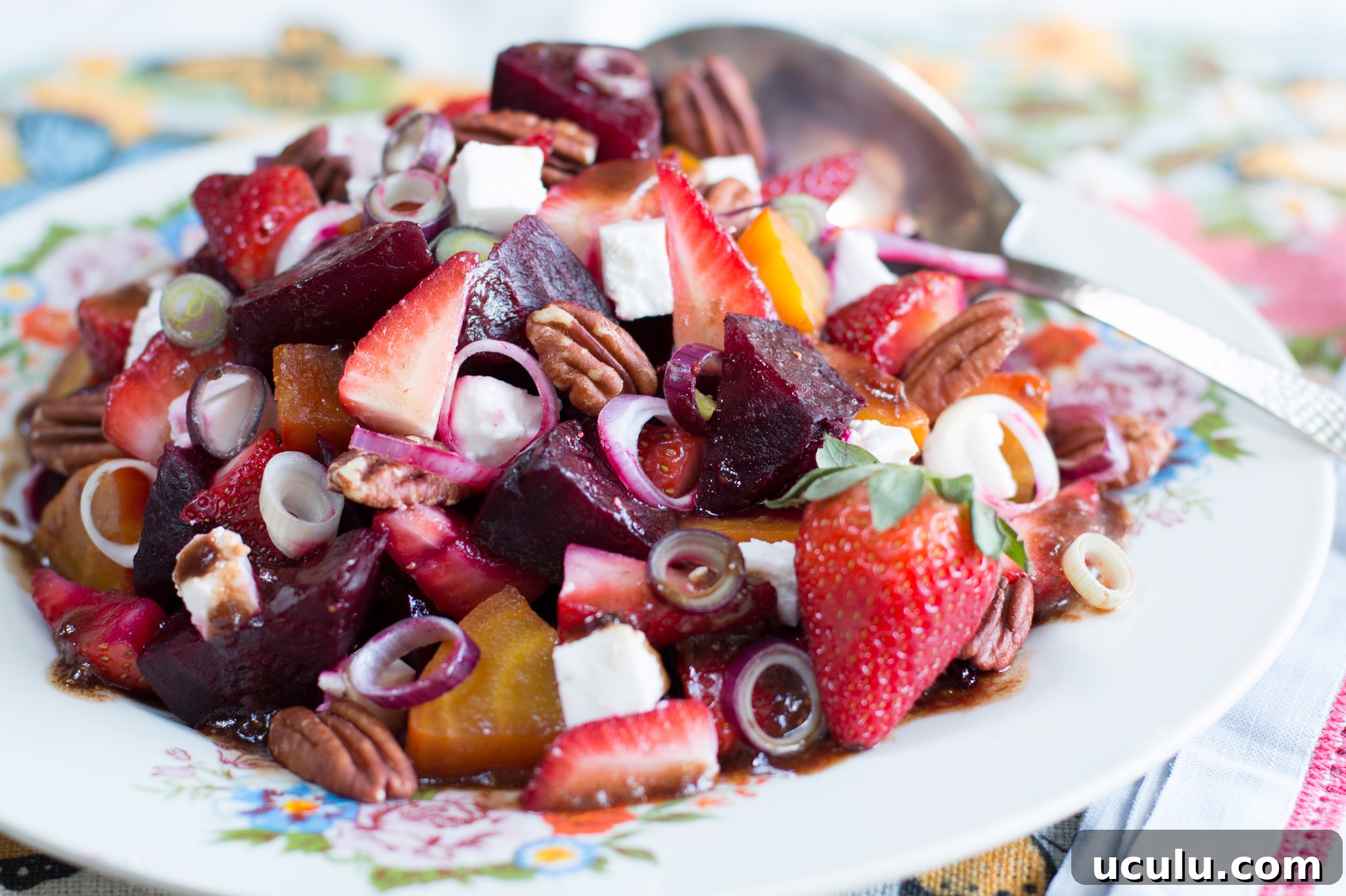 Strawberry and Beet Salad with Strawberry-Honey Balsamic Vinaigrette