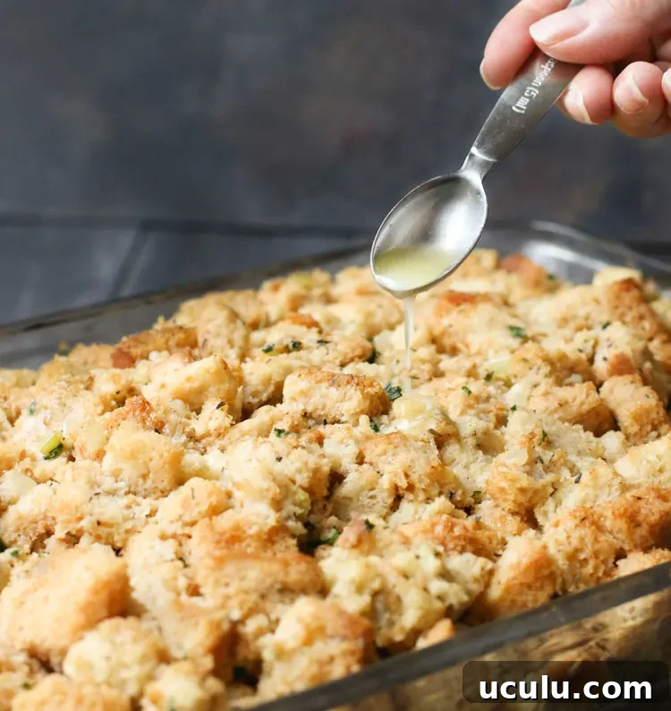 drizzling melted butter on top of Classic Herb Stuffing before baking it a second time