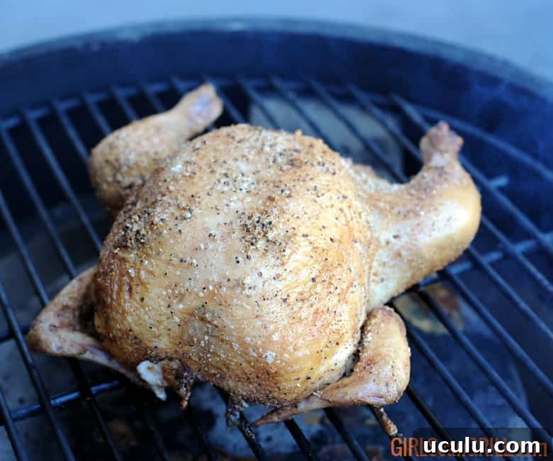 smoked chicken on a grill grate.