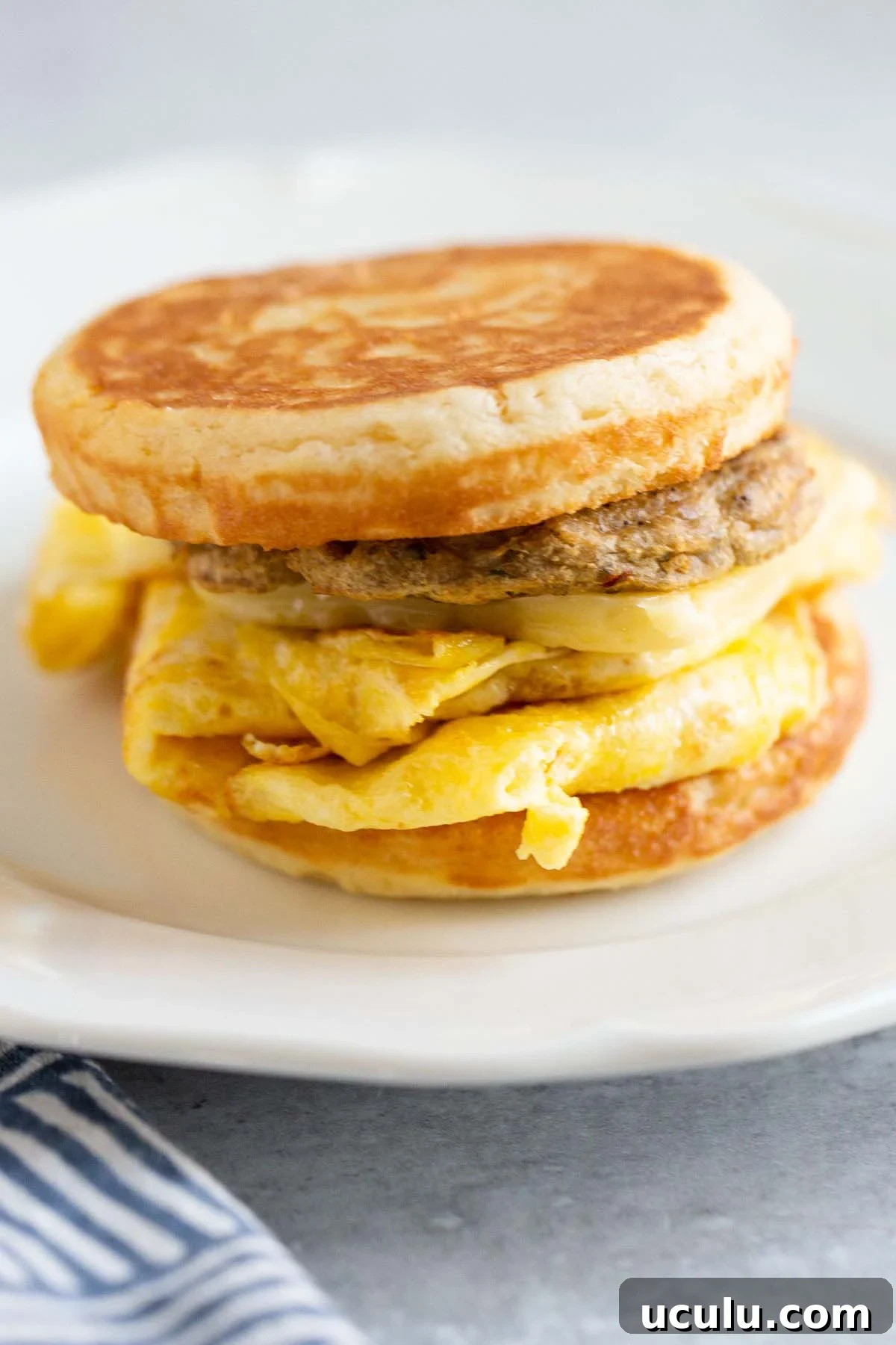 Griddle cake breakfast sandwich.
