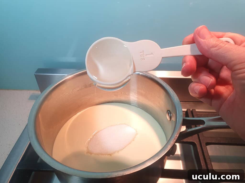Adding glucose syrup to pot