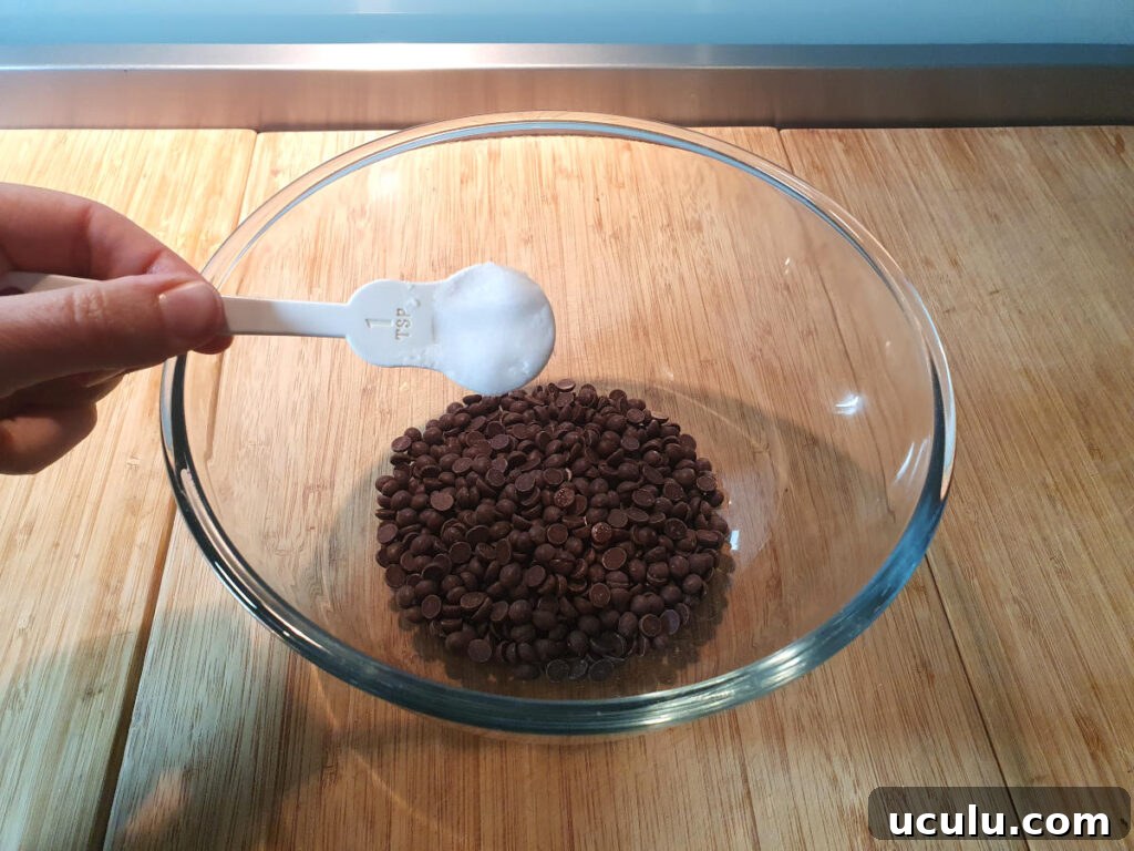 Adding coconut oil to chocolate chips