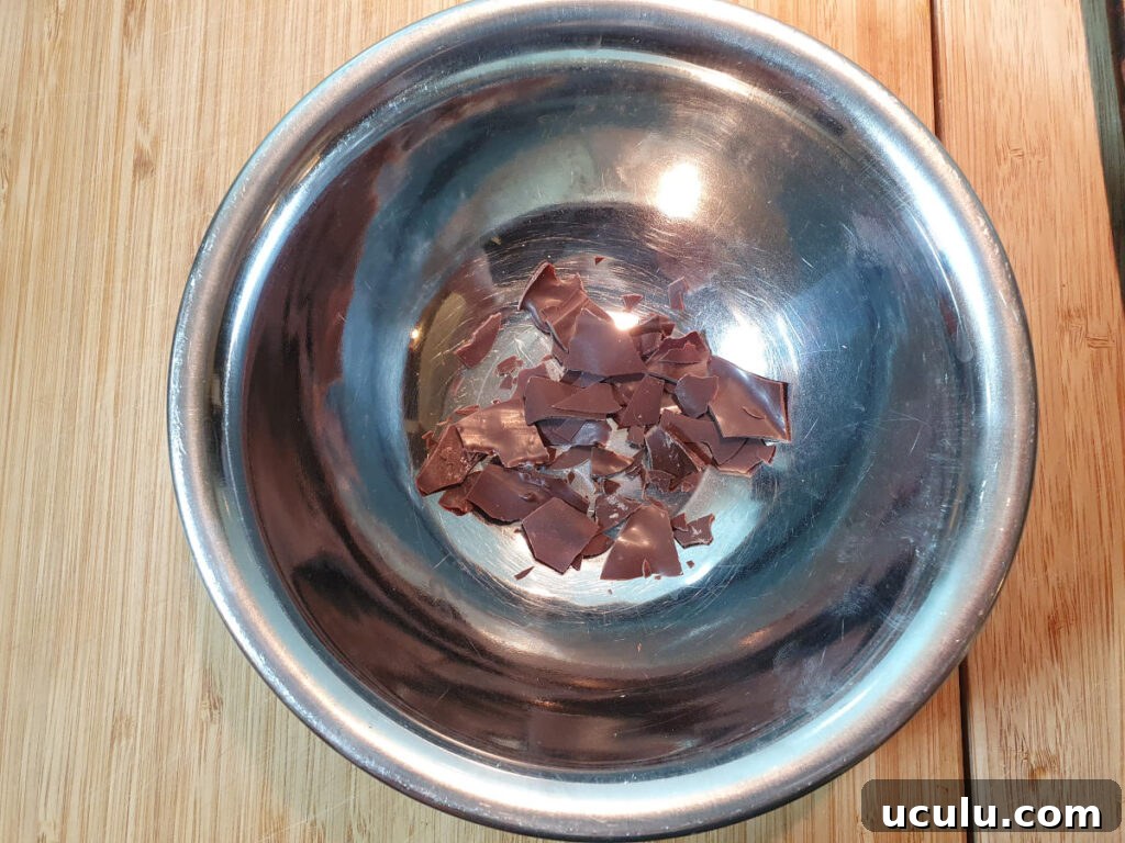 Breaking up chocolate into chip sized pieces
