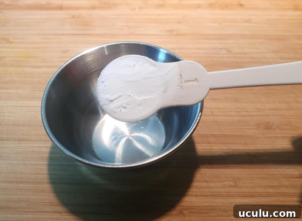 adding tapioca starch to bowl