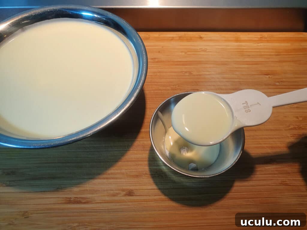 adding cream to tapioca starch