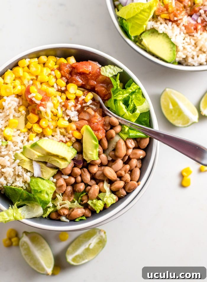 Easy Vegan Brown Rice Burrito Bowl