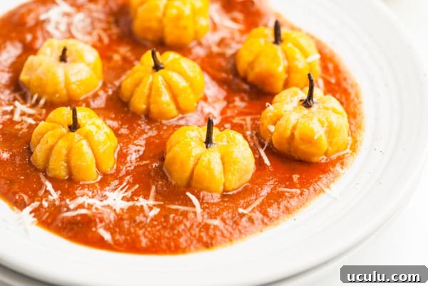 Pumpkin Shaped Gnocchi in a bowl.