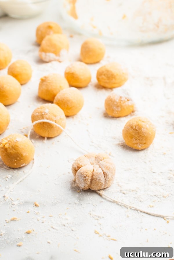 Shaping Pumpkin Shaped Gnocchi.