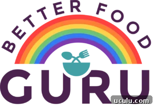 logo for better food guru vegan food blog.