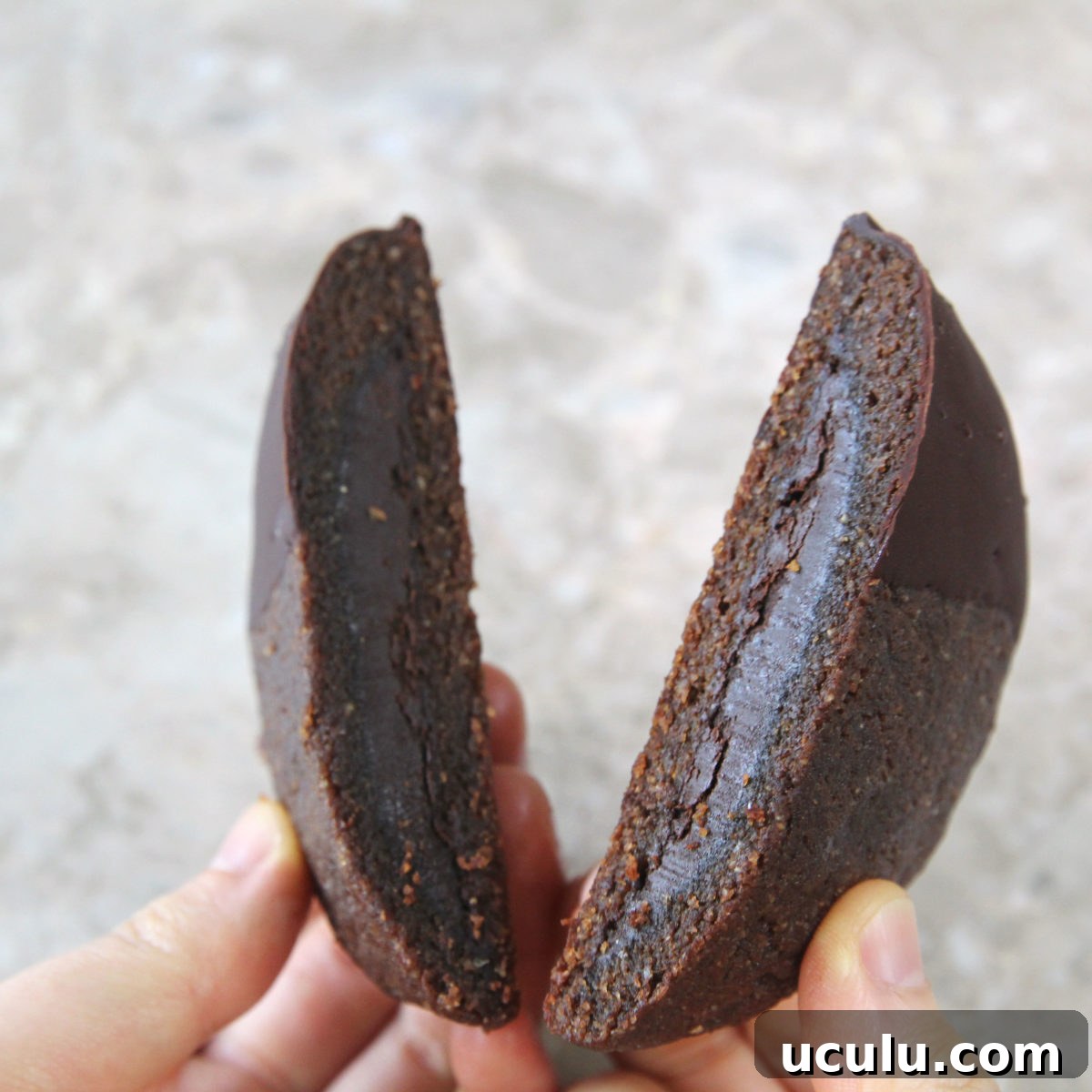 split Vegan Double Chocolate Cookies made with Avocado