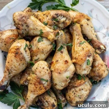 Baked Chicken Drumsticks on a serving platter