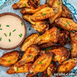 Baked Dry Rub Chicken Wings served with ranch.