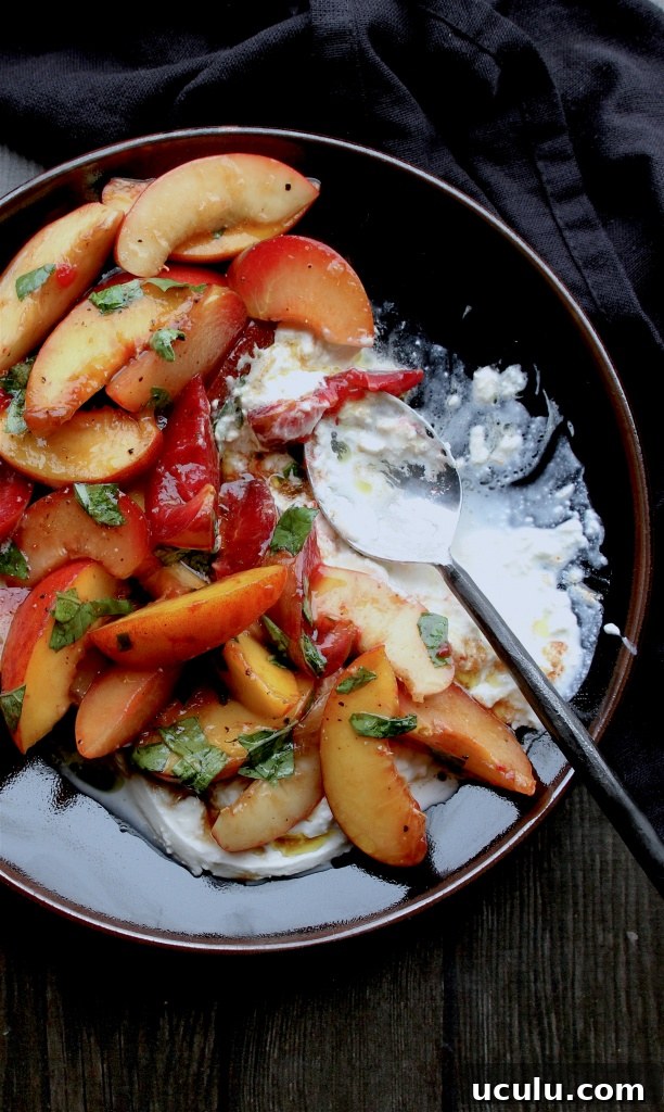 stone fruit burrata caprese
