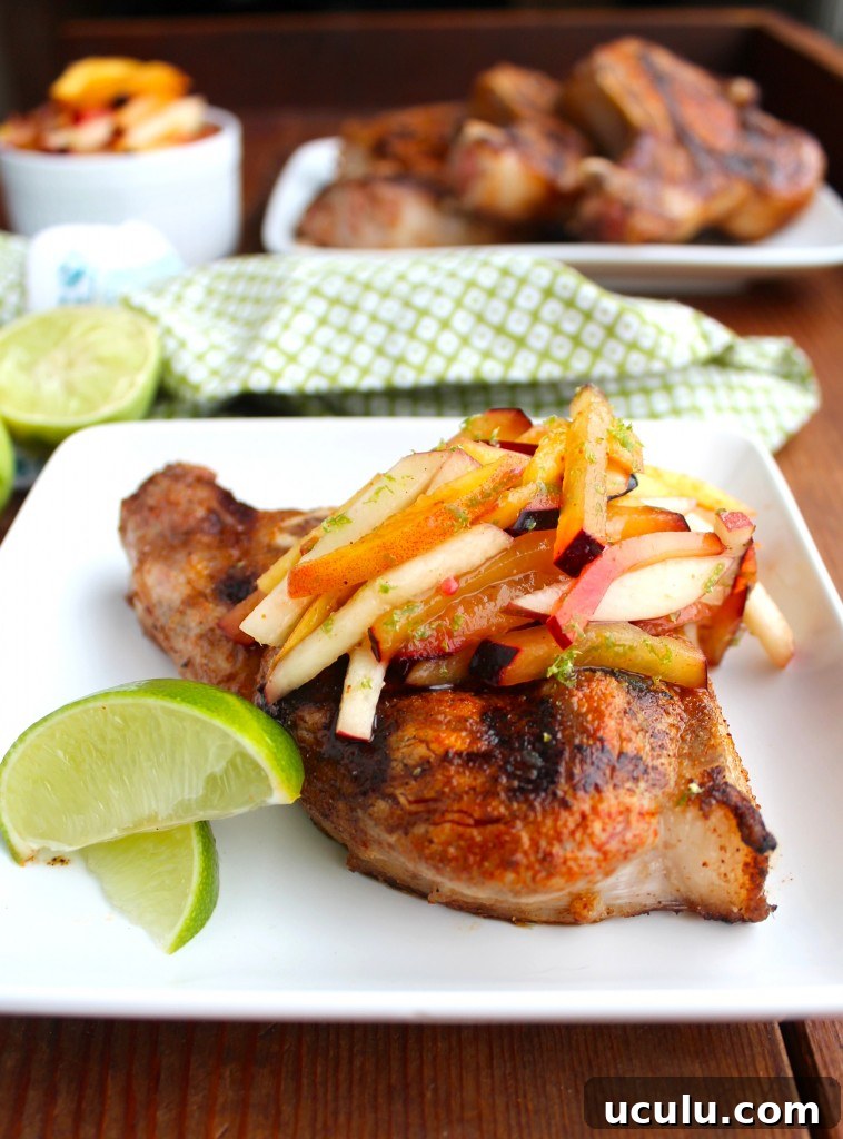 pork chops with stone fruit slaw