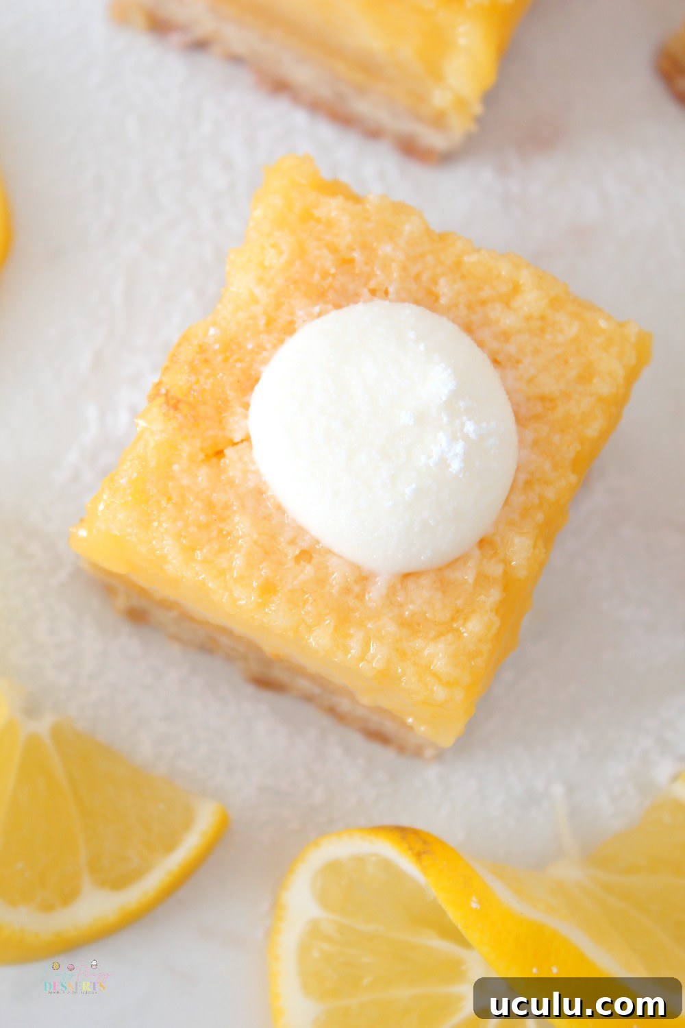 overhead view of a lemon square