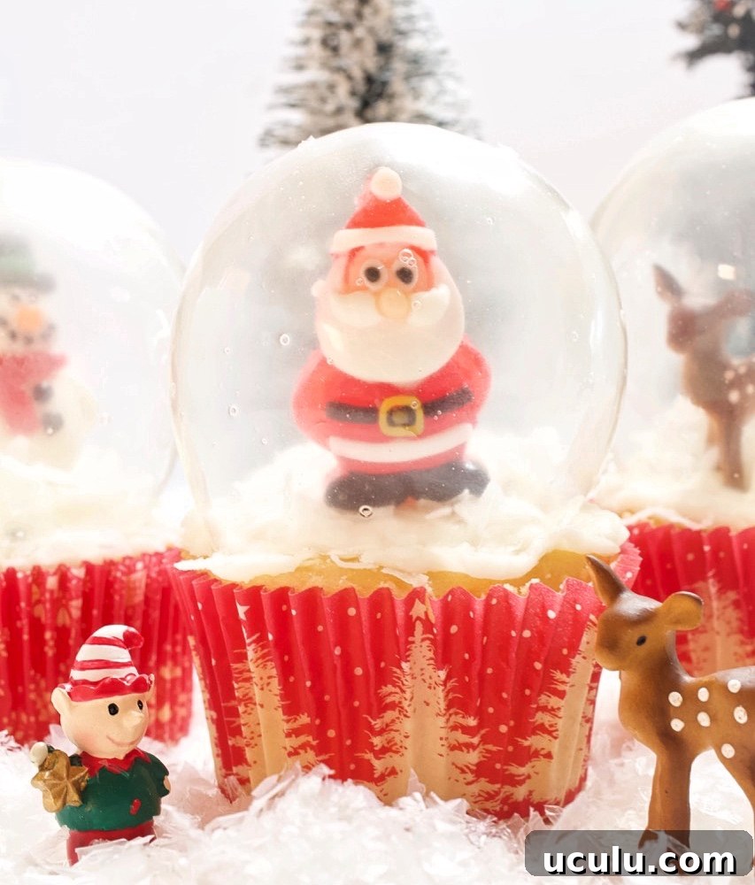 Snow Globe Cupcakes.
