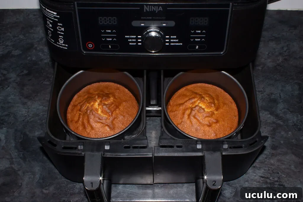 Baked cake in an air fryer