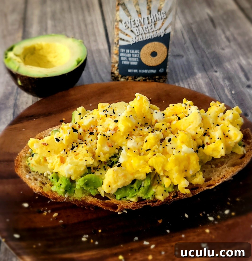 Everything bagel scrambled egg avocado toast