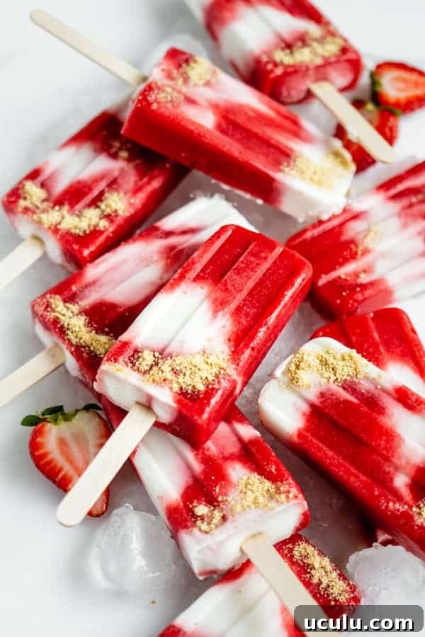 Vegan Strawberry Cheesecake Popsicles