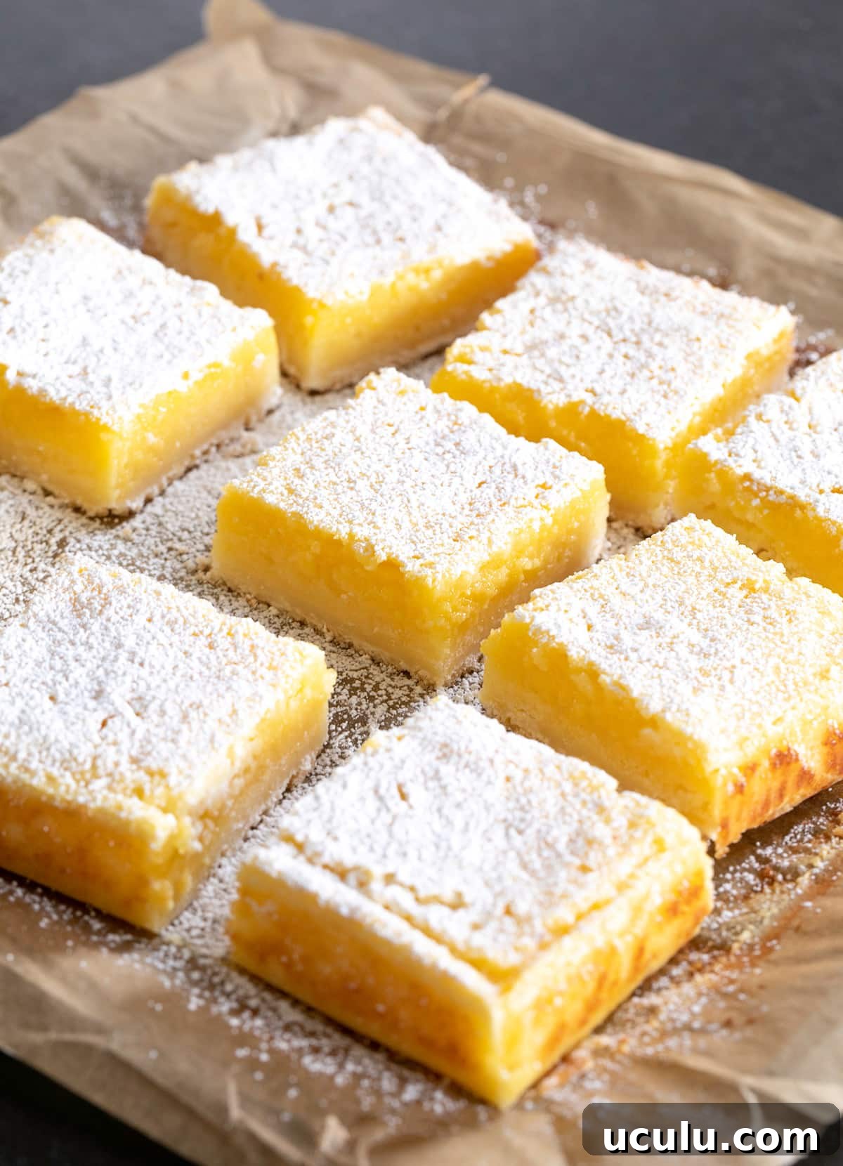 Image of 8 squares of lemon bars