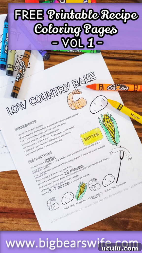FREE Printable Recipe Coloring Pages – VOL 1