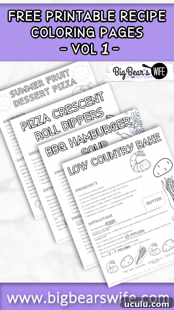 FREE Printable Recipe Coloring Pages – VOL 1